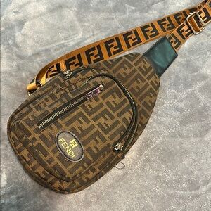 Fendi Brown and Black Logo Belt Bag